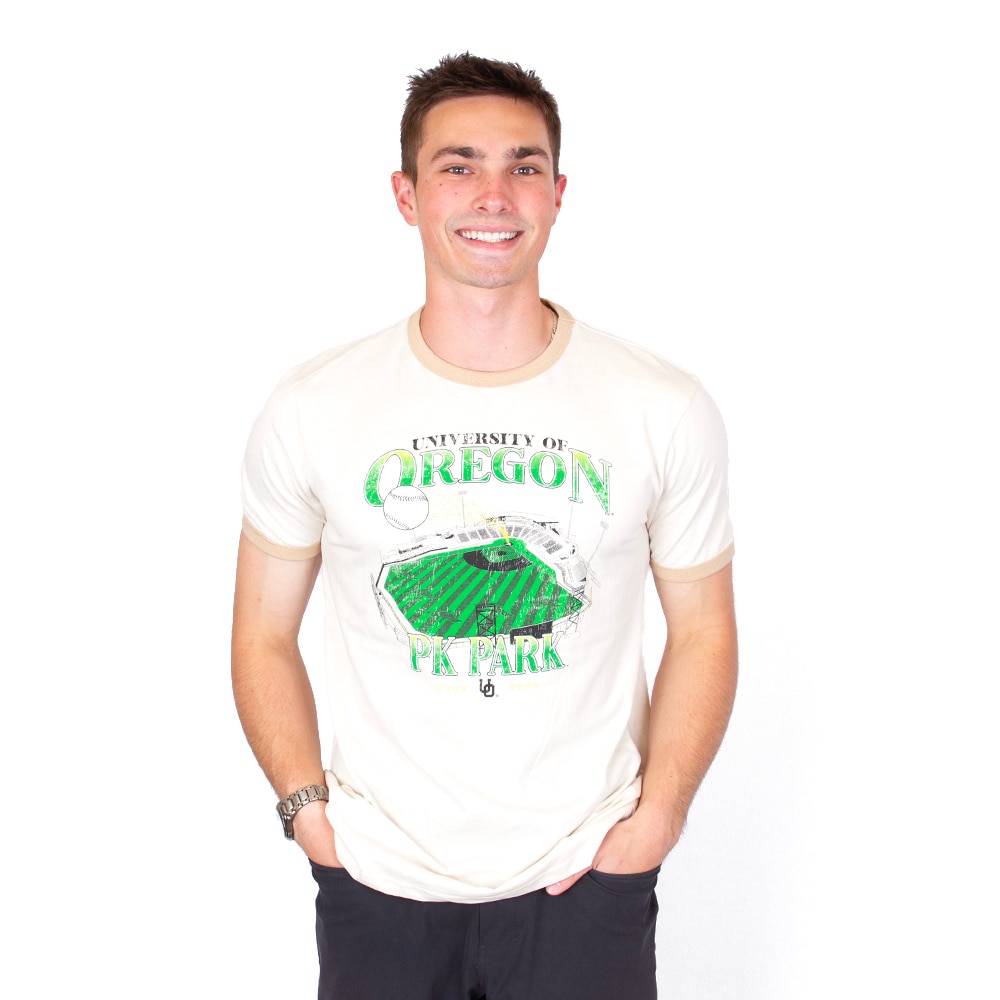 PK Park, Brown, Crew Neck, Men, Baseball, Ringer, U-Scape, University of Oregon, T-Shirt, 954138